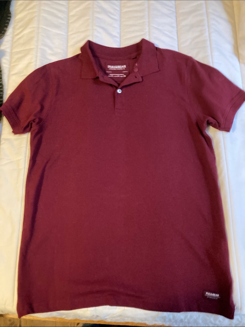 Pull&Bear Men's Burgundy Polo Shirt